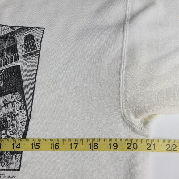 Vtg M.C. Escher Art Crewneck Sweatshirt Men's Medium White USA 1989 - Picture 7 of 9